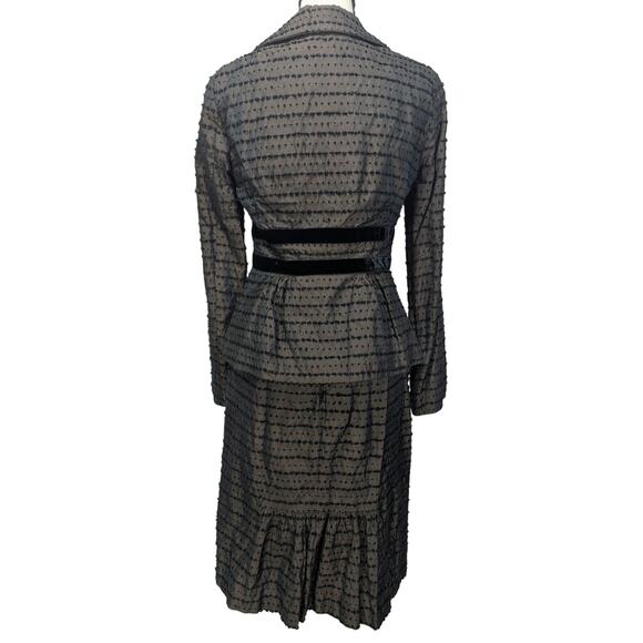 Nanette Lepore Skirt Suit Set Y2K Black Textured Dot Velvet Trim Sz 2 USA - Picture 4 of 16
